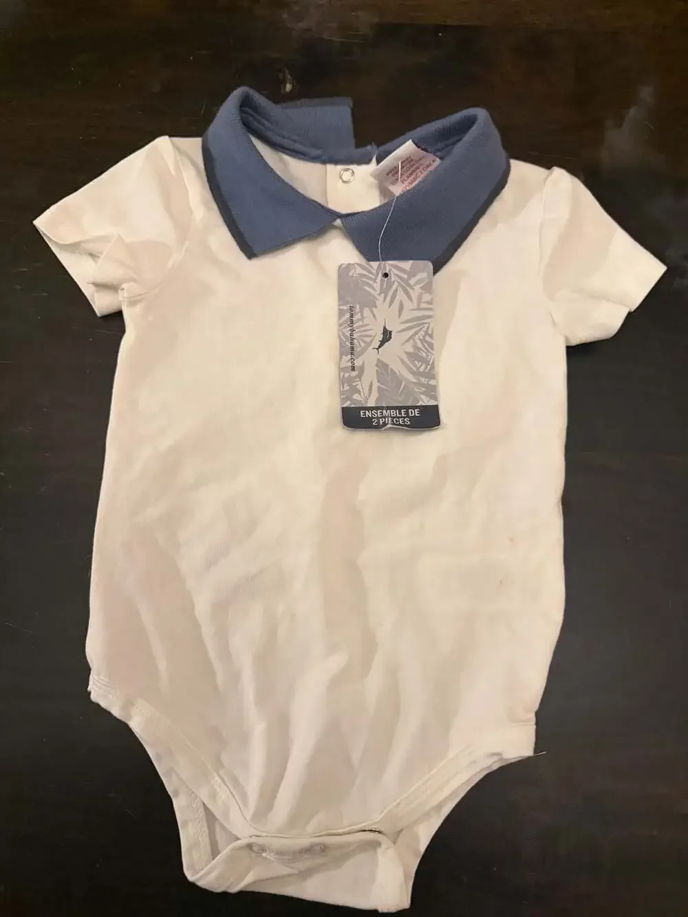 Tommy Bahama Kids White Short Sleeve Polo Bodysuit and Bucket Hat